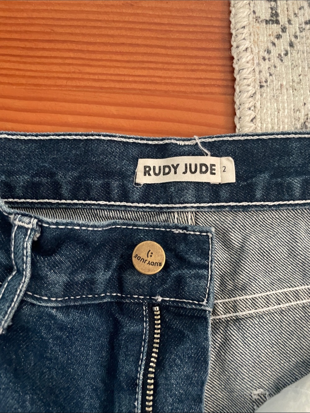 Rudy Jude Indigo Blue Denim Jeans with Branded Brass Button - Picture 2 of 6